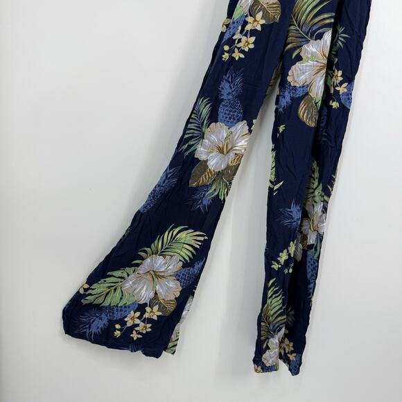 Hawaii Hangover Spaghetti Strap Jumpsuit Size Medium Blue Floral Rayon NEW - Picture 8 of 14